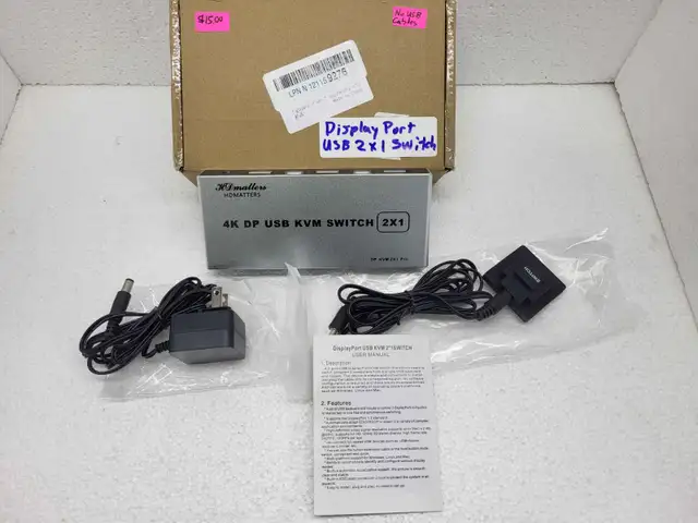 4K display port KVM switch 2X1