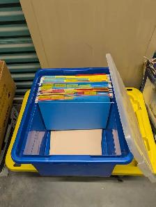 file box with folders and files