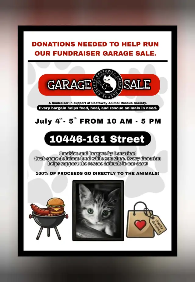 Castaway animal rescue annual garage sale