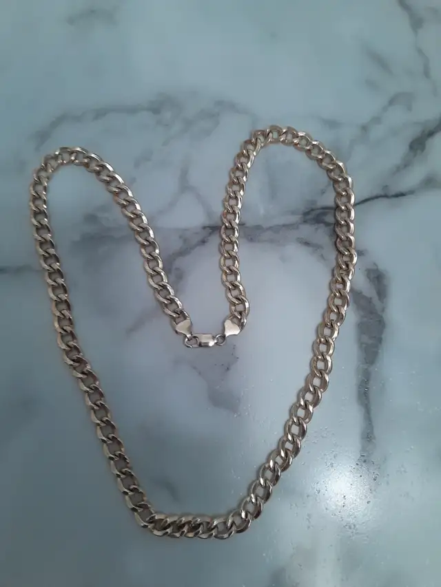 Pick up yes NOT SOLID New GOLD FILLED 9mm 24'' Curb link Chain 5