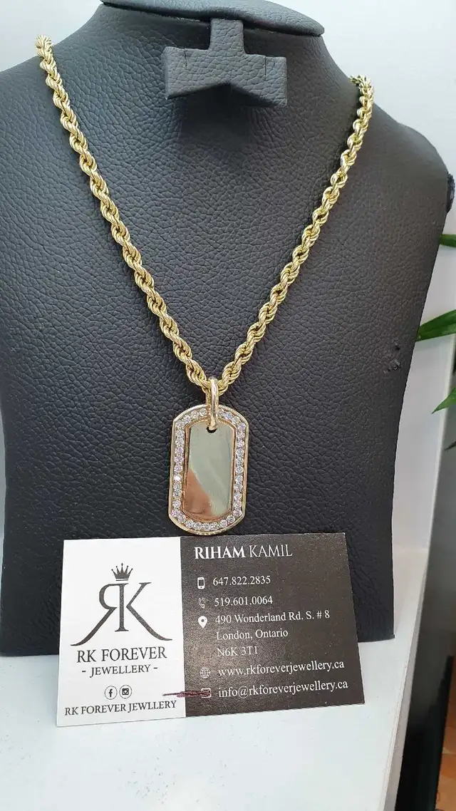 10 yellow Rope chain & pendant #419_2
