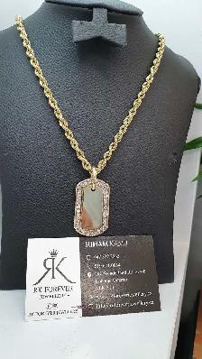 10 yellow Rope chain & pendant #419_2