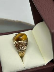 10K  Tiger's Eye signet Men’s Ring - Photo 3