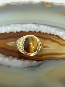 10K  Tiger's Eye signet Men’s Ring - Photo 5