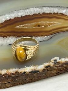 10K  Tiger's Eye signet Men’s Ring - Photo 7