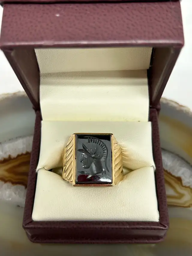 10k hematite intaglio Men’s Ring
