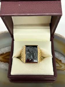 10k hematite intaglio Men’s Ring