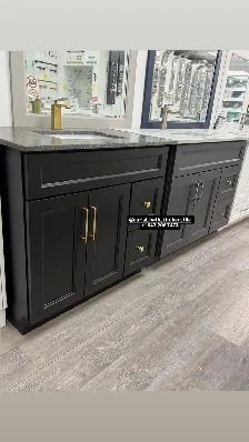 Black Bathroom Vanity, Kitchen Cabinet, Countertop, Mirror