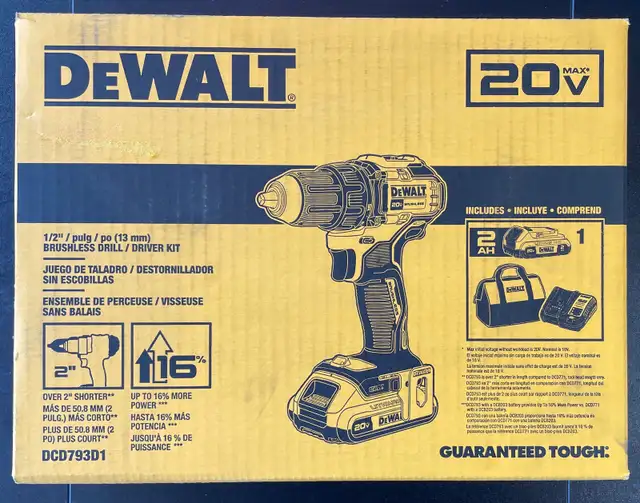NEW DEWALT DCD793D1 1/2" DRILL/DRIVER KIT