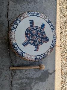 Drum with turtle. New