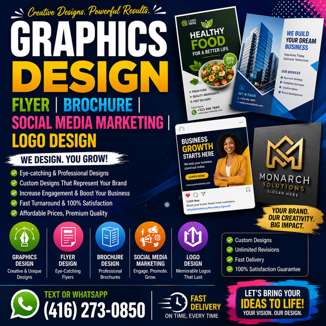 GRAPHICS DESIGN, FLYER, BROCHURE, SOCIAL MEDIA MARKETING, LOGO