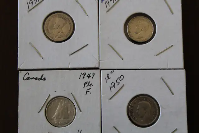 Silver Canada 10cent coins 1931, 1941, 1947,1950 Trades see ad