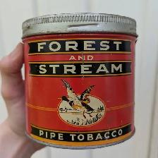 VINTAGE 1940's FOREST AND STREAM PIPE TOBACCO TIN (HALF LB.) - Photo 5