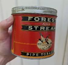 VINTAGE 1940's FOREST AND STREAM PIPE TOBACCO TIN (HALF LB.) - Photo 6