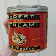 VINTAGE 1940's FOREST AND STREAM PIPE TOBACCO TIN (HALF LB.) - Photo 7