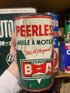 VINTAGE 1940's B-A PEERLESS MOTOR OIL IMPERIAL QUART CAN - Photo 5