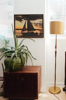 Framed Sailboat Sunset Oil Painting with Studded Border - Photo 3