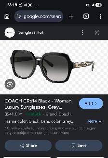 NEW Coach Women's CR614 Sunglasses — Black Frame, Never Worn - Photo 5