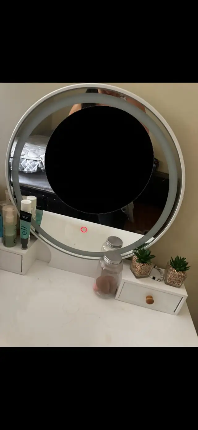 Wayfair White LED Vanity with stool