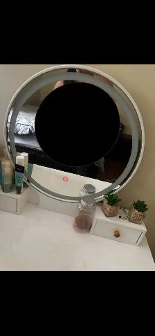 Wayfair White LED Vanity with stool