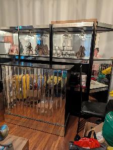 Elegant Beautiful Black Laquar Wall unit with mirrored Bar