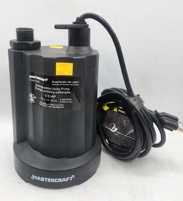 Mastercraft 1/3-HP Corded Submersible Pump 062-3409-4