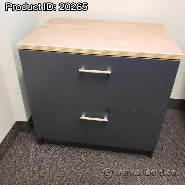 30' Artopex Grey 2 Drawer Lateral File Cabinet w/ Light Tone Top