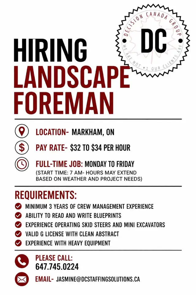 Hiring Landscape Foreman