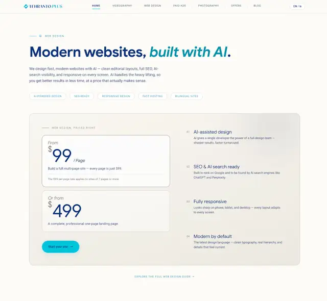 Websites Design | Starting at $99 /pg