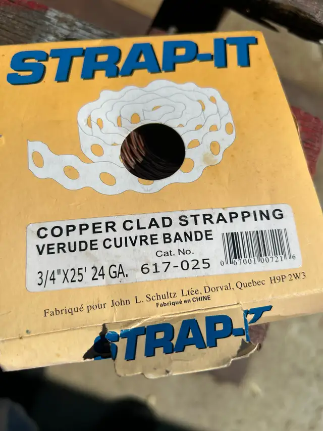 1 ROLL OF 3/4 X24 X 24 GA. COPPER CLAD STRAPPING