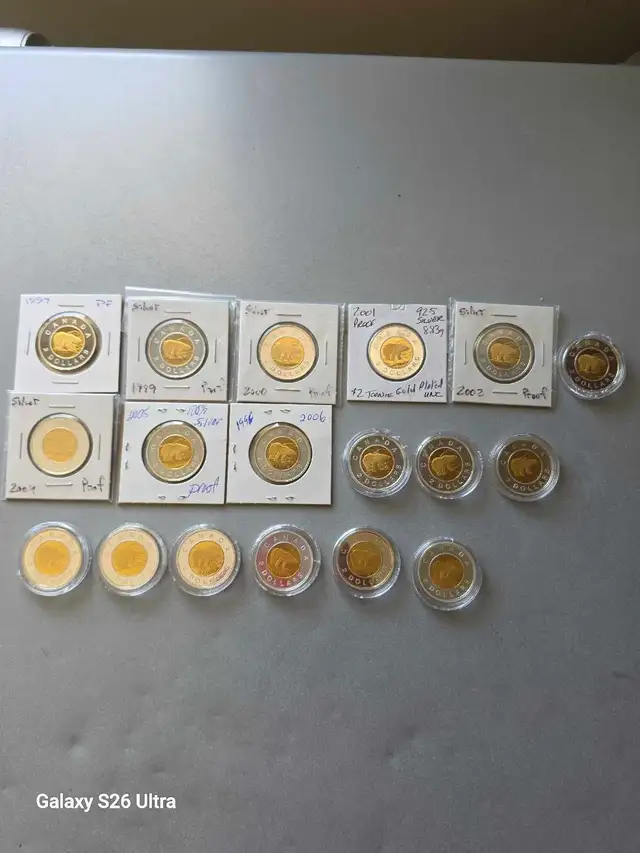 Looking to sell Various Years of Silver Proof Toonies