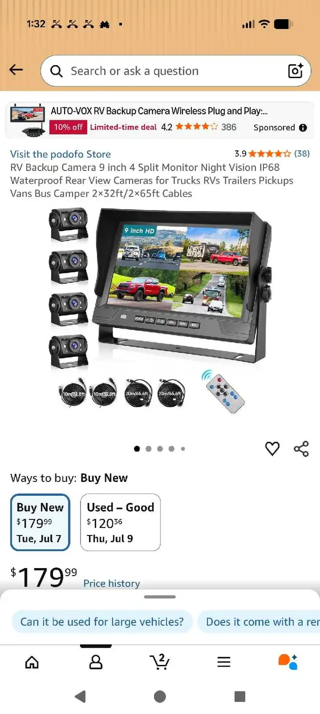 Brand new! 4 camera 9 imch display RV Security System