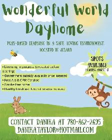 Wonderful World Dayhome- Spots Available