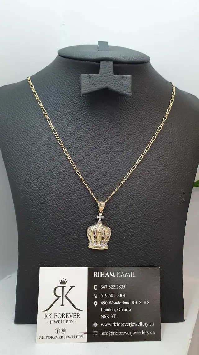 10 yellow Figaro chain & pendant #420_12