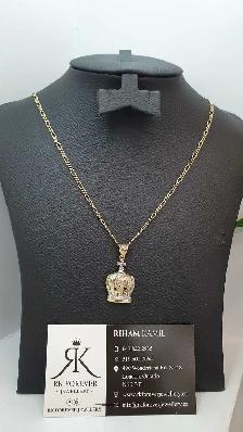 10 yellow Figaro chain & pendant #420_12