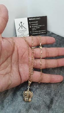 10 yellow Figaro chain & pendant #420_12 - Photo 5