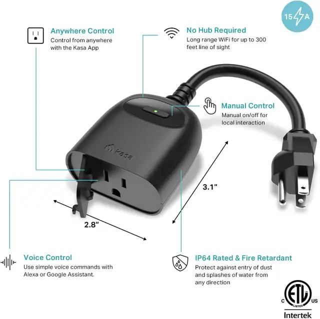 Kasa Smart Outdoor Smart Plug by TP-Link (KP401) - Single Port