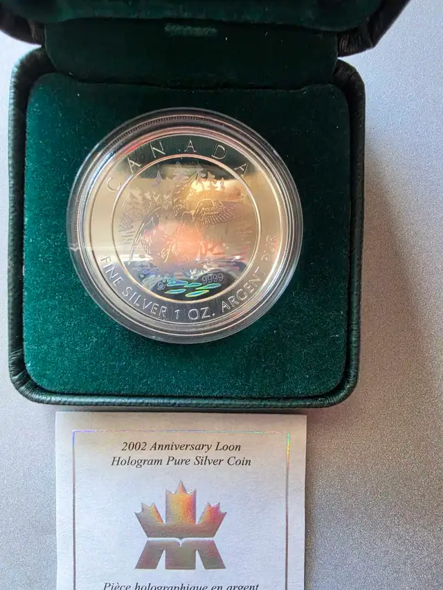 2002 Anniversary Loon Hologram Fine Silver Proof coin