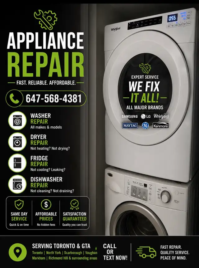 Appliance Repair Same Day Service Fridge Washer Dryer