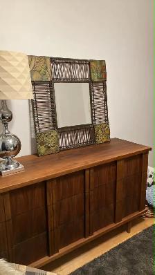 Mid century modern vintage style Miroir bohème pour commode, buf - Photo 5