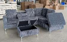 stylish corduroy couch with double storage and cup holder