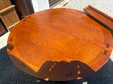 Free delivery used Round Drop Leaf Oak Dining Table - Photo 6