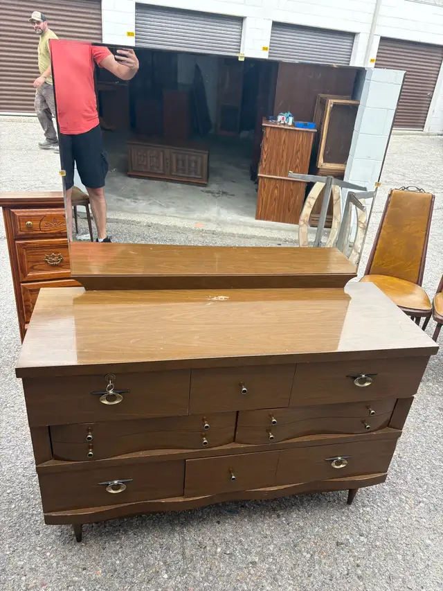 Free delivery used Vintage Wooden Dresser with Mirror