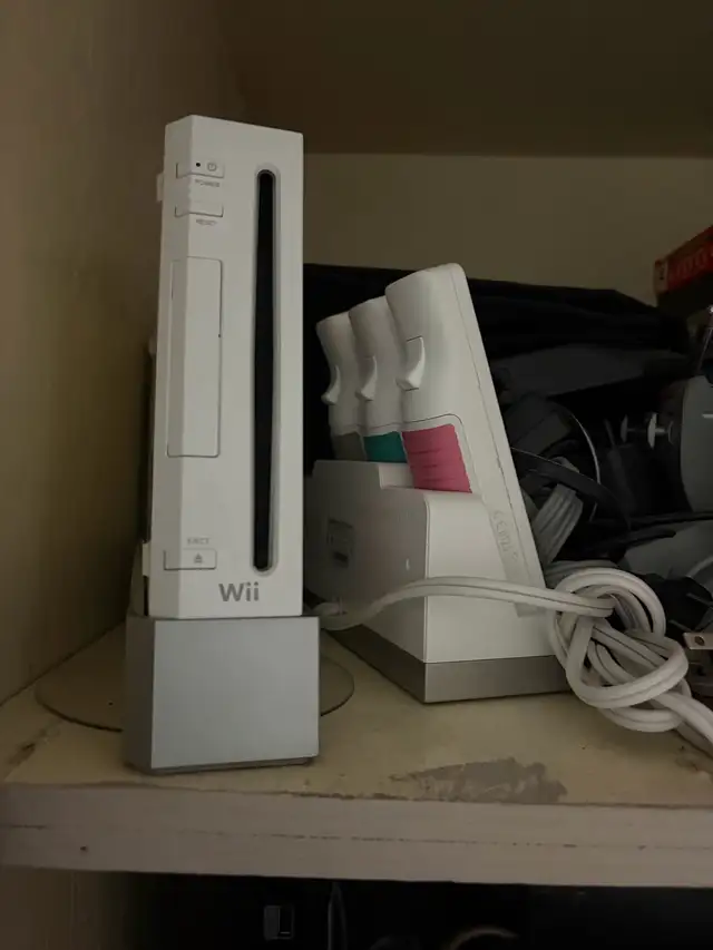 Nintendo Wii console with controllers
