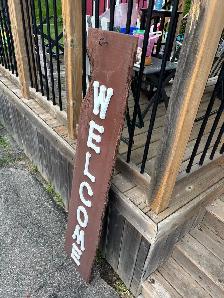 Handmade Welcome Sign Painted Made From Tree Outdoor Garden - Photo 2