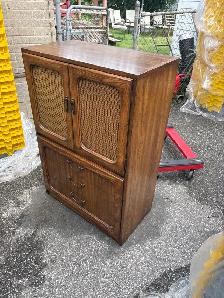 Free delivery used Vintage Wood and Cane Cabinet with Drawers - Photo 4