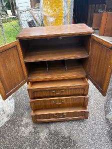Free delivery used Vintage Wood and Cane Cabinet with Drawers - Photo 5