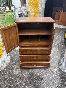 Free delivery used Vintage Wood and Cane Cabinet with Drawers - Photo 6