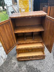 Free delivery used Vintage Wood Armoire with Cane Doors - Photo 3