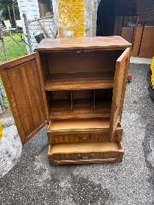 Free delivery used Vintage Wood Armoire with Cane Doors - Photo 6